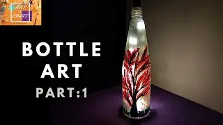 how to do bottle art with acrylic paint and led light|Easy glass bottle painting |Bottle lamp part:1