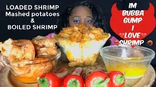 LOADED SHRIMP  🦐 MASHED POTATOES 🥔 & BOILED SHRIMP 🦐 KERRY GOLD BUTTER / SAVAGE EATING || MUKBANG |