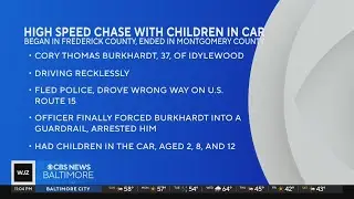 Baltimore County man leads police on wild car chase with children in car