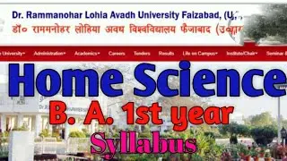 R. m. l. a. u. Home Science B. A. 1st year syllabus  //2021-22