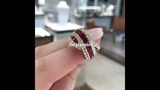 5ctw Baguette Cut Ruby Crossover Band Ring