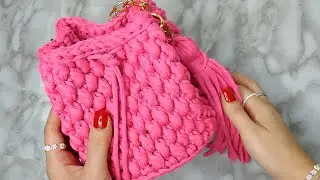 Bolso tejido con trapillo| Punto bajo | Punto centrado|Principiantes| Tips para un trapillo delgado🤔