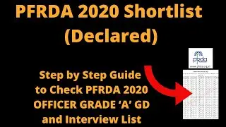 PFRDA 2020 Shortlist (Declared) - How To Check PFRDA 2020 OFFICER GRADE &lsquo;A&rsquo; GD and Interview List