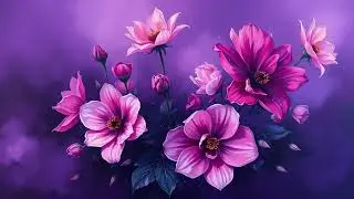 Flowers, Purple Abstract 🖼 Wall Art and TV Screen 📺 Decoration Gallery 🎨【4K】 [Frame Photo 2133]