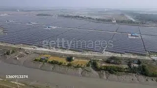 Aerial View of Bangladesh's largest solar power plant Mongla Solar Park Stock Footage