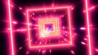Abstract orange energy futuristic hi tech square tunnel of flying lines neon magic glowing backgroun