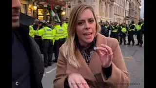 One Israeli female against hundred radicals and pro Palestinians angry protesters-EMILY Israeli Flag