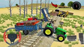 Train station block on track rescue by jcb 😰#viral #track #jcb #games #tractor #study #modified 