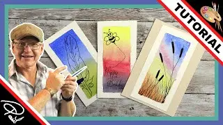 Watercolor Painting with Pen and Ink (3 Easy Card Designs)