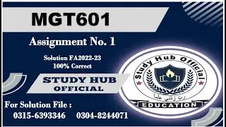 MGT601 Assignment 1 fa2022 mgt601