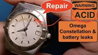 Omega Constellation repair & cleaning a dial damaged by the battery acid | watch restoration