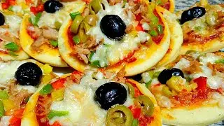 ارووع ميني بيتزا مثل المطاعم عجين ناااااجح 100% مع حشوة لذييذة جدااا😋شهيوات رمضان