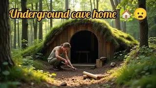 Building a Hidden Warm Survival Shelter |Underground Dugout in the Forest