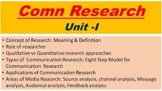 Communication Research Concept, type, area, application, Quantitative vs Qualitative @gyanchannel755