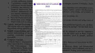 😲 MAH MCA-CET SYLLABUS 2023.....