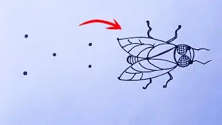 How To Draw Bee Easy | How To Draw Bee Fly With Dots