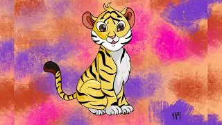Baby tiger digital drawing time lapse.