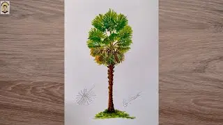 Easy Palm tree drawing with soft oil pastel color | tree art