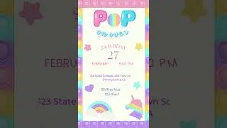 Pop on Over, Pop It, Push Bubble, 4 in 1 Birthday Invite, Printable, Editable