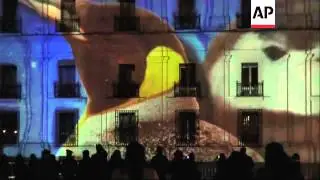 Government palace covered in flora and fauna projected onto fa�ade using mapping
