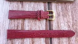 Red Full Grain Lizard Leather Strap For 1972 Bulova Accutron Watch