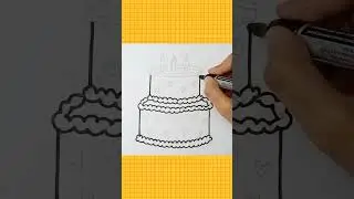 Cute Cake Drawing For kids #kidart #drawingtutorials #artforkids #shorts #viralvideo