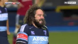 Adam Jones' Amazing Drop Goal Attempt - Cardiff Blues v Munster