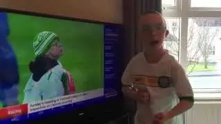 Jay Beatty reacts to Goal of the Month winner announcement