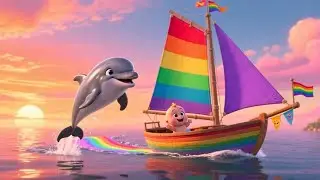 Baby Dolphin on Rainbow Boat 🐬🌈🚤🎶 Fun Magical Adventure & Learning Song for Kids | Nursery Rhyme