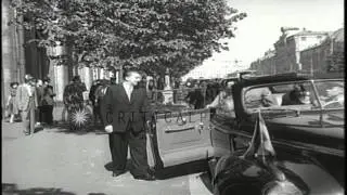 Josip Broz Tito meets Nikita Khrushchev in Moscow, Soviet Union HD Stock Footage