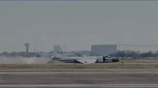 NASA aircraft makes dramatic belly landing at Texas airport