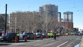 Freedom Convoy trucker anti-mandates protest Main street Hamilton, Ontario February 5, 2022