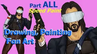 (Speed paint) Johnny Mnemonic Silverhand Wick Keanu Reeves Fan Art Drawing Digital Paint (Part ALL)