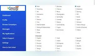 How to create content listing profile for according to platform Creators Xchange