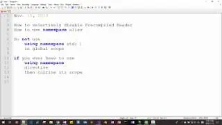 Selectively Disable Precompiled Header and Use Namespace Alias