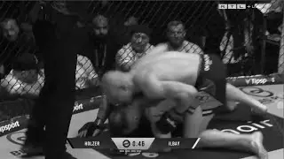 MMA fighter is punched out of cage after Lewd Gesture and KISSING his rival