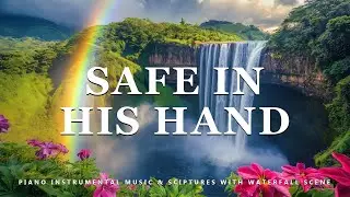 Safe In His Hand: Piano Instrumental Music With Scriptures & Waterfall Scene 💦 Peaceful Praise
