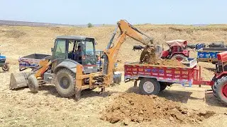 JCB CASE 770 ने मिट्टी से भरे ट्रैक्टर  jcb की खुदाई