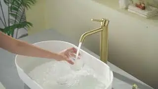 Tall single-hole vessel faucet with a pop-up drain | SKU: FB002BG