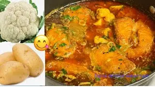 Rui fish Curry with Cauliflower and potatoes / Rui fish curry with cauliflower and potatoes //