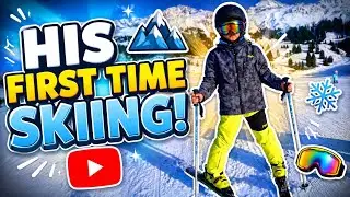 His first time skiing ⛷️ 