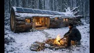 I Built This Tree Trunk Cabin Completely Alone — Forest ASMR