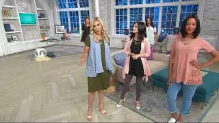 LOGO by Lori Goldstein Cotton Slub Knit Top with Ruffle Godets on QVC