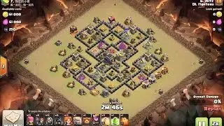 level 2 valks with one hero at Split Walls base TH9 - 3 star clan war attack clash of clans