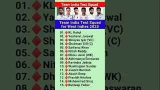 Team India Test Squad 🇮🇳 India vs West Indies Test Series 2025 #cricket #squad #shorts