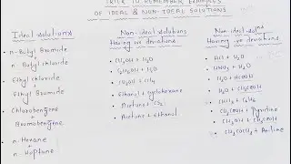 Excellent trick to remember the examples of ideal and non ideal solutions.