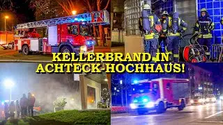 [KELLERBRAND IN GROSSEM HOCHHAUS] - FEUERWEHR im GROSSEINSATZ - | BEWOHNER EVAKUIERT | STARKER RAUCH