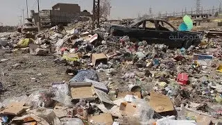 تفاقم معاناة اهالي حي المامون بأيمن الموصل نتيجة انقطاع المياه عن منازلهم والانقاض المتراكمة