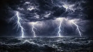 Ocean Thunderstorm with Heavy Rain | Relief Stress with Nature Sounds for Sleeping