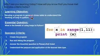 Python  Understanding for loop to generate Times Table